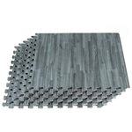Forest Floor 3/8" Thick Printed Wood Grain Interlocking Foam Floor Mats, 100 Sq Ft (25 Tiles), Slate