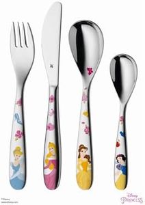 WMF Disney Princess Children's Cutlery Set 4 Pieces Children's Cutlery Stainless Steel Cutlery Children from 3 Years Polished Cromargan Dishwasher Safe