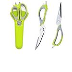 Multifunction Kitchen Scissors, 7-in-1 Heavy Duty Stainless Steel Culinary Scissor with Magnetic Holder, Detachable Household Kitchen Shear for Cut Poultry Bone Vegetables Fruit Seafood (Green)