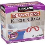 Kirkland Signature Drawstring Kitchen Trash Bags - 13 Gallon - 200 Count