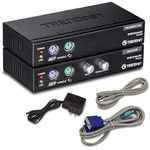 TRENDnet KVM Extension Kit, Extend Keyboard/Video/Mouse Controls, up to 150 Meters (490 ft.), Hot-Keys, PS/2, VGA, USB Type A, Windows/Linux/Mac/Sun Solaris/DOS, TK-EX3