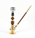 Copper gold desi hukka kalli 1 kg with chillum 21 inch hight