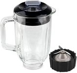 Veterger Replacement Parts 5-Cups Glass Jar with blade and cap,Compatible with BLACK&DECKER 10-Speed Blender BL2010BPA/BL2010BP/ BL2020S/ BL-2020/ BL2010BG