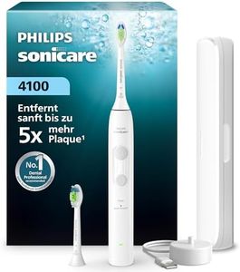 Philips Sonicare Series 4100 Elektrische Zahnbürste – Schallzahnbürste mit Drucksensor, 4 Putzeinstellungen, EasyStart, SmarTimer, 21 Tage Laufzeit, Reiseetui, Weiß, HX4044/41, [Neu]