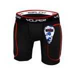 Youper Boys Youth Padded Sliding Shorts with Soft Protective Athletic Cup for Baseball, Football, Lacrosse, Field Hockey, MMA (Black, Large)