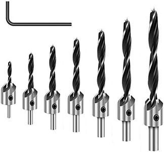 COMOWARE Countersink Drill Bits Set- 7Pcs Counter Sink Bit for Wood High Speed Steel, Woodworking Carpentry Reamer with 1 Free Hex Key Wrench