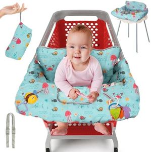 Shopping Cart Cover for Baby PILLANI, High Chair Cover for Restaurant Seat, Grocery Cart Cover for Baby Girl/Boy, Cotton Buggy Covers for Babies, Toddler Shopping Cart Cover