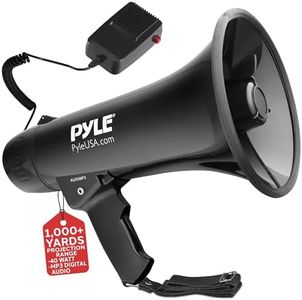 Pyle Portable Megaphone Speaker PA Bullhorn - Built-in Siren, 40W Adjustable Vol Control & 1000 Yard Range, Ideal for Any Outdoor Sports, Cheerleading Fans Coaches & Safety Drills, Black - PMP43IN