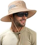 FURTALK Mens Bucket Sun Hat UPF 80+ Wide Brim Hiking Fishing Beach Outdoor Hats Khaki