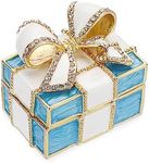 ELLDOO Mini Trinket Box, Bow-knot Gift Box Style Keepsake Box Vintage Metal Enameled Hinged Decorative Box Ring Earrings Jewelry Organizer Gift Box for Women Girls, Blue