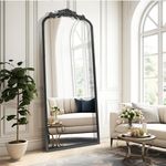 CASOLLY Arendahl Arched Black Antique Full Length Wall Mirror, 22"x65" Elegant Floor Vintage Mirror with Ornate Matel Frame, Baroque Inspired Home Decor for Entryway/Living Room/Hallway