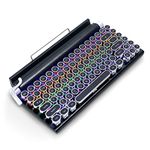 Typewriter Keyboard, Retro Style Mechanical Type Writer, 12.25"x7", Black, Plastic, Wireless, Bluetooth, Wired, RGB, Backlit, Light Up, Vintage, Gaming, Steampunk, Writing, Classic | Houseables