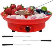 Electric Fondue Pot Set for Chocolate and Cheese Chocolate Fondue Kit with Dipping Forks, Temperature Control, 9-ounce Detachable Bowl, for Chocolate Melts Cheese Melts, Red