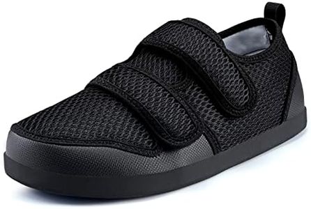 Sandalias Mujer Hombre Zapatillas de Estar por casa Zapatos Diabéticos Respirable Zapatillas Ortopédica para ensanchar Ajustable Cómoda Artritis Edema Zapatos hinchados Negro-A 39EU