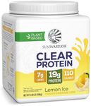 Clear Protein Powder Drink Mix, 19g Plant Pea Protein Isolate, Light & Refreshing Vegan Water Protein, Smooth No-Grit Formula, Lemon Ice Flavored Easy Daily Hydration Supplement, 15 Servings 496g Size