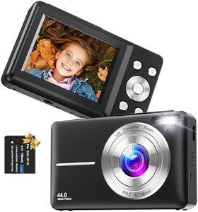 Digital Camera, Vlogging Camera Rechargeable Portable Mini Cameras FHD 1080P 44MP Compact Cameras with 16X Digital Zoom, with 1 Battery for Teens,Kids,Beginners（Black）