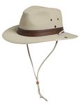 Comhats Sun Hat Men Wide Brim UPF 50 Safari Fedora Aussie Hat UV Protection Cotton Travel Adventurer Hat for Fishing Hiking Walking Beige White XL