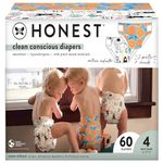 The Honest Company Club Box Diapers with TrueAbsorb Technology, T-Rex & Trains, Size 4, 60 Count