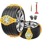 Oziral 2023 New Universal Car Tire Snow Chains 8 Pieces Snow Chains Set Anti-skid Emergency Snow Tyre Chains Adjustable Tire Wheel Traction Chain for TPU Vans Truck SUV Car Easy Installation 165-275mm