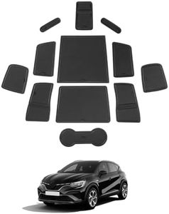 SHAOHAO Compatibile con Renault Captur 2 E-Tech Hybrid 2020-2024 2025 tappetini in gomma, console centrale, tappetini antiscivolo, porta bevande tappetino per porta accessori Renault captur 2