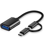 iJiZuo 2-in-1 USB C/Micro to USB Adapter, USB C to USB, OTG Adapter Cable, USB C to A Male to Female Adapter, Compatible with MacBook 2019 2018 2017, Android Samsung Galaxy and More