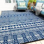 MontVoo-Outdoor Rug 8x10ft Waterproof Outdoor Carpet Patio RV Camping Rug-Outdoor Area Rug Mat for Portable Boho Rugs Deck Picnic Backyard Porch Beach Blue