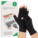 2-Pair Arthritis Compression Gloves for Alleviate Rheumatoid Osteoarthritis, Carpal Tunnel Raynauds Disease, Ease Muscle Tensi on Fingerless, Breathable & Moisture, Women and Men (Black, Medium)