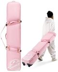 MANUEKLEAR Rolling Ski Travel Bag Holds Skis from 170-184 cm, Durable & Waterproof Snowboard Bag with Wheels, Foldable Double Ski Bag with Soft Padded and Detachable Shoulder Straps