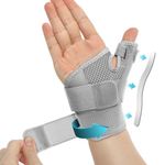 INFILAR Thumb Splint with Wrist Brace - Thumb Support Brace for Wrist Hand Thumb Stabilizer Fits Both Right Left Hand for Men and Women, Gray