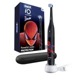 Oral-B iO Kids Limited Rechargeable Electric Powered Toothbrush, Spiderman with 1 Gentle Care Brush Head - Automatic Pressure Sensor to Protect Gums - 3 Cleaning Settings - 2 Min Music Timer - Travel Case - 28 Day Battery Life