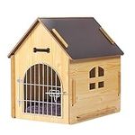 DREAMSOULE Wooden Pet House with Roof for Dogs Indoor Use, Easy Assemble Breathable Dog Crate for Small Medium Dog Cat, Dog Kennel for Playing and Resting