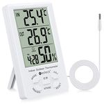 Neoteck Thermometer Hygrometer LCD Digital Indoor Outdoor Hygrometer Humidity Thermometer Temperature Meter Min/Max Value 1.5m Sensor Wire for the Management of Air Conditioning Office Hotel Room