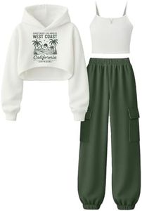 xueteox Tween Girls Hoodie Sweatshirt 3 Piece, Cute Graphic Print Top Camisole and Pants Spring Fall Casual Fashion Outfits for Kids. (Green, 9Y)