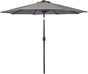 Sunnydaze 9-Foot Patio Umbrella with Solar LED Lights and Push Button Tilt - Aluminum Pole and Polyester Canopy - Gray