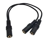 Qaoquda 9 inch 3.5mm (1/8 inch) Stereo 1-Female to Dual 2-Females Y Splitter Audio Cable & Gender Changer