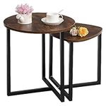 INMOZATA Nesting Coffee Table Set of 2,Modern Nesting Table Stacking End Side Table with Metal Frame Wooden Sofa Side Table Tea Table for Small Space/Living Room/Bedroom, Brown