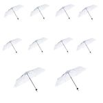 8 Small Rain Umbrellas Dome Transparent PVC Wedding Brolly Ladies See Through PVC Plastic Folding Bride Bridesmaid Party Fashion Portable Mini Clear Compact Events Walking Handbag Travel