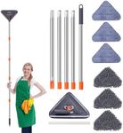 Triangle Wall Cleaning Mop, Ceiling Cleaner and Baseboard Duster Mop, Dry and Wet Glass Dust Cleaner,Car Wash Brush Mop,with Extension Pole 25" to 85", for Floor Window/Ceiling/Floor/Car Cleaning Kit