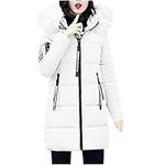 AMhomely Women's Long Hooded Down Vests Overcoat Warm Windproof Single Breasted Puffy Coats with Pockets Quilted Winter Coat Warm Puffer Jacket Thicken Parka with Removable Hood