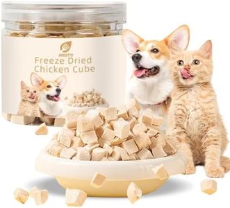 Avocatto Freeze Dried Chicken Cubes, Raw Single Ingredient Chicken Bites Cat & Dog Treats, High Protein Grain Free Food Topper & Pet Training Treats (3.5 oz)