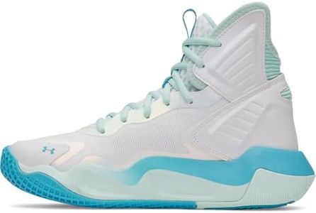 Under Armour Women's Highlight Ace 2 Volleyball Shoes, (101) White/Refresh Mint/Blue Blur, 12, US