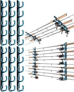 Ghosthorn Fishing Rod Holders for Garage Fishing Pole Holders Ceiling or Wall Mounted Fishing Rod Rack garage Storage Organizer Fishing Gear Equipment for Men Women (Blue, 3 Packs)