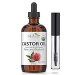 Castor Oil 60ml (2oz) Organic, Extra Strength, Serum for Eyelashes, Eyebrows, Hair Growth - 100% Pure, Hexane-Free Cold-Pressed - Natural Conditioner, Skin Moisturizer, Laxative for Men & Women. FREE Eyelash wand tube