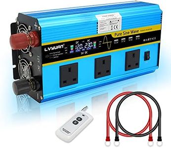 LVYUAN 2500W /5000W Pure Sine Wave Power Inverter DC 12V to AC 230V/240V Converter with LCD & Wireless Remote Controller & 3 AC Sockets & 4 USB Ports & 4 Convection Fans