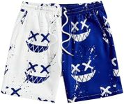 WDIRARA Men's Graphic Print Colorblock Drawstring Waist Active Pocket Shorts Blue and White 3X-Large