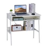 DEILALY Computer Desk Small Desk with Storage Space Wood Desk with Metal Frame W31.5*D19*H29.5 Writing Table Study Desk Work Station Gaming Desk Study Table Small Desk Home Office Bedroom White