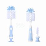 MADMOM 2-in-1 Baby Bottle Brush & Teat Brush with Suction Cup Stand – Soft Bristles, Non-Scratch Cleaning, BPA-Free, Durable Cleaning for Baby Feeding Bottles & Nipples | Blue