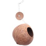 KJKVIVH Natural Coconut Shell Bird Nest House Hut For Pet Parrot Budgies Parakeet Cockatiels Conure Canary Pigeon Cage Rat Gerbil Mice Cage Seed Feeder Toy Nesting Box