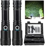 Flashlight Rechargeable, BCOTE Super Bright LED Flashlight 300000 High Lumens 2 Pack, 5 Modes with USB Fast Charging, IPX6 Waterproof Handheld High Power Flash Light for Home Emerge∩cy Outdoor