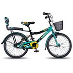 Vaux Super 20 Inch Rigid Cycle For Boys & Girls 5 To 8 Years With Basket, Backseat & Backrest, 20T Cycle With Steel Frame & Tubular Tyres, Bicycle For Kids With Ideal Height 3.6Ft To 4.5Ft(Green)